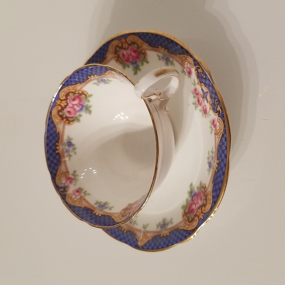 Vintage Aynsley Teacup & Saucer Set Bone China A4191 / White, blue, floral - Picture 3 of 17